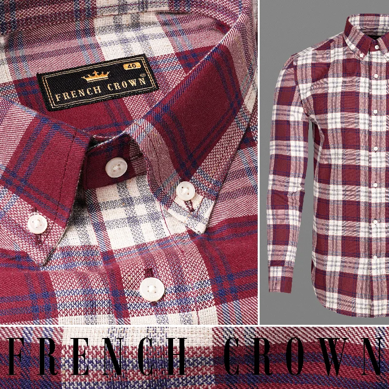 Shiraz Red and Pot Pourri Twill Plaid Premium Cotton Shirt